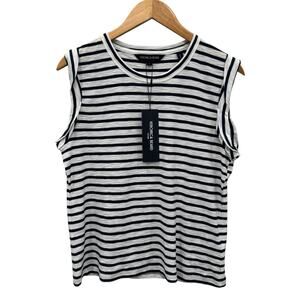 Veronica Beard Dree Muscle Tee NWT Striped Pima Cotton Off-White Small
